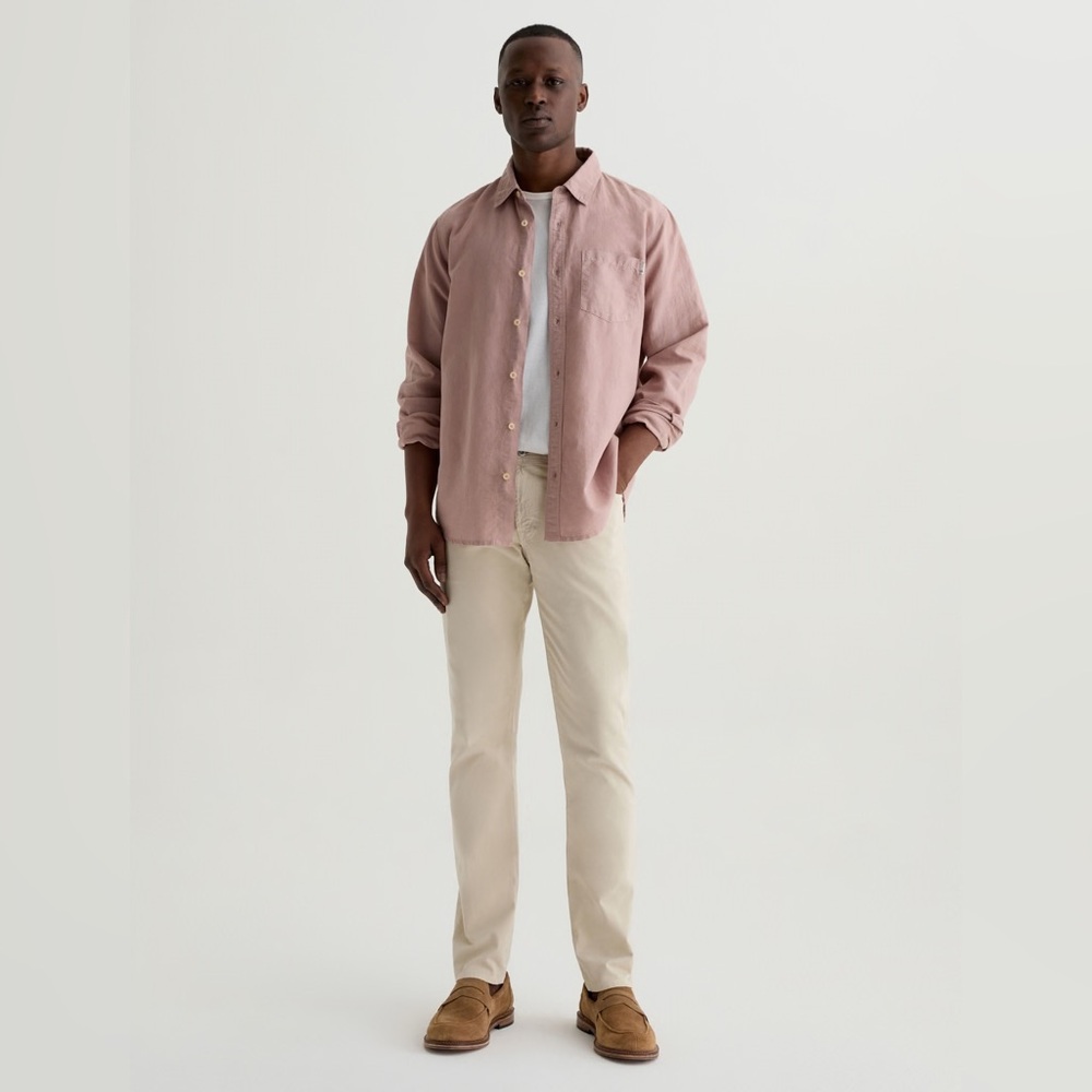 AG Tellis Modern Slim Suede Soft Natural Ivory 34 Inseam